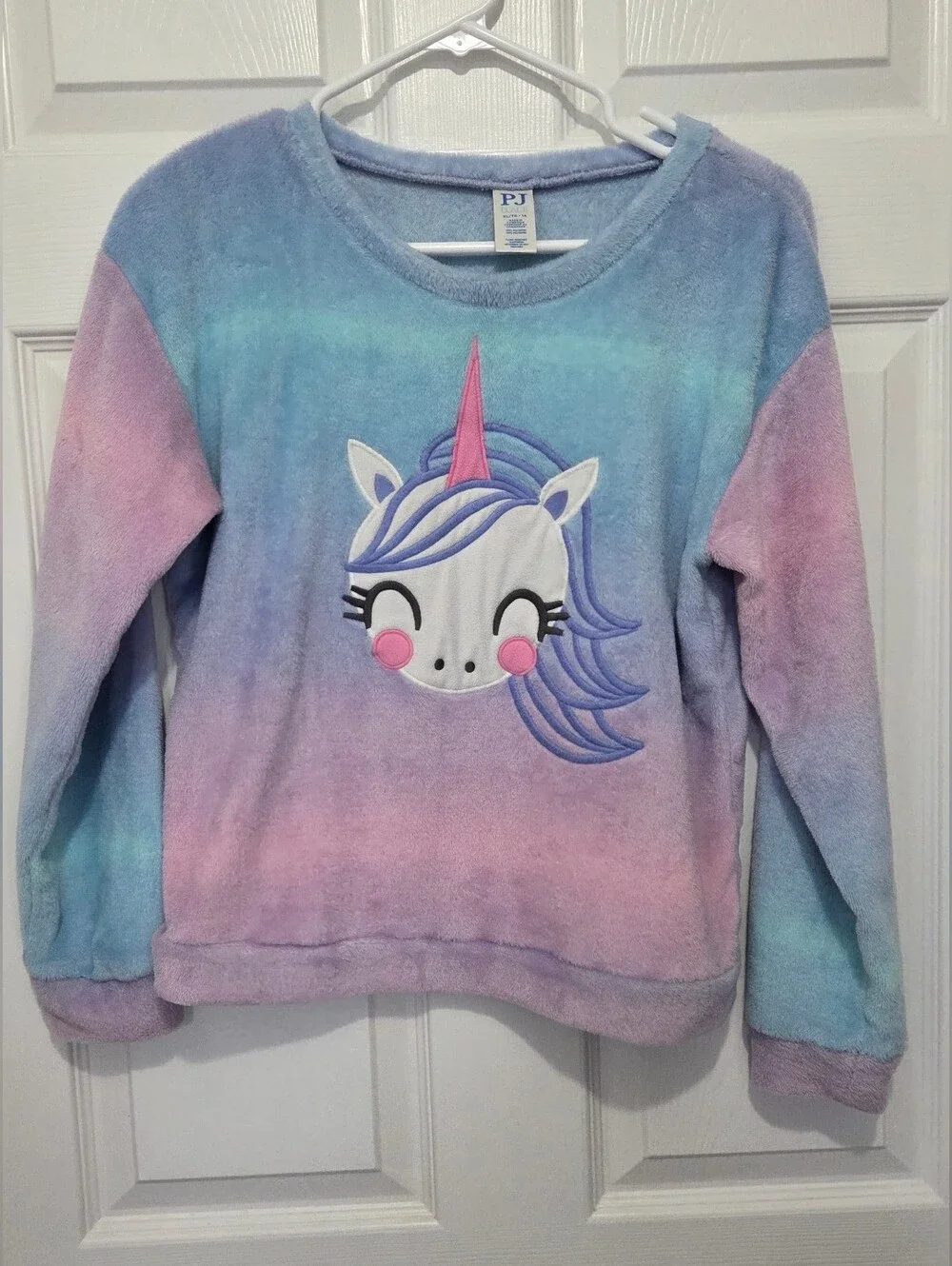 The Children's Place Girls Unicorn Blue & Purple Soft Fleece Pajamas Size XL 14